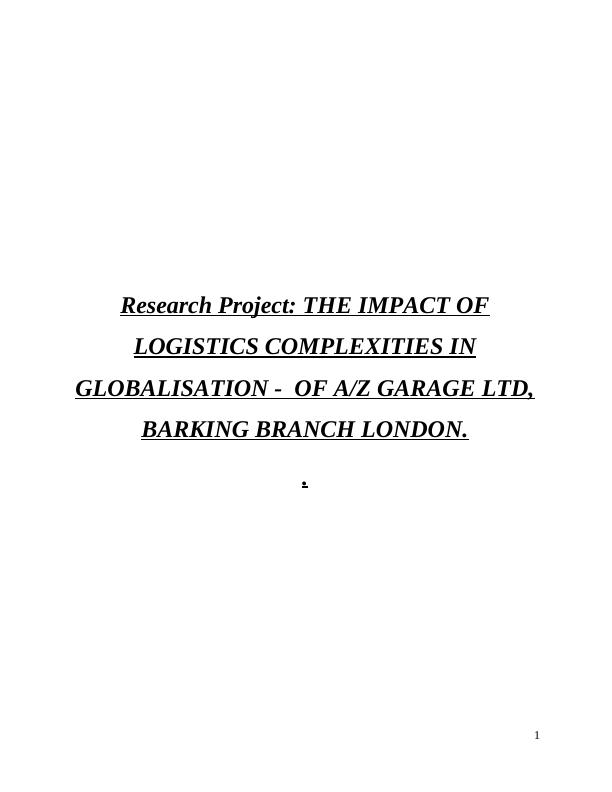 The Impact of Logistics Complexities in Globalisation PDF_1
