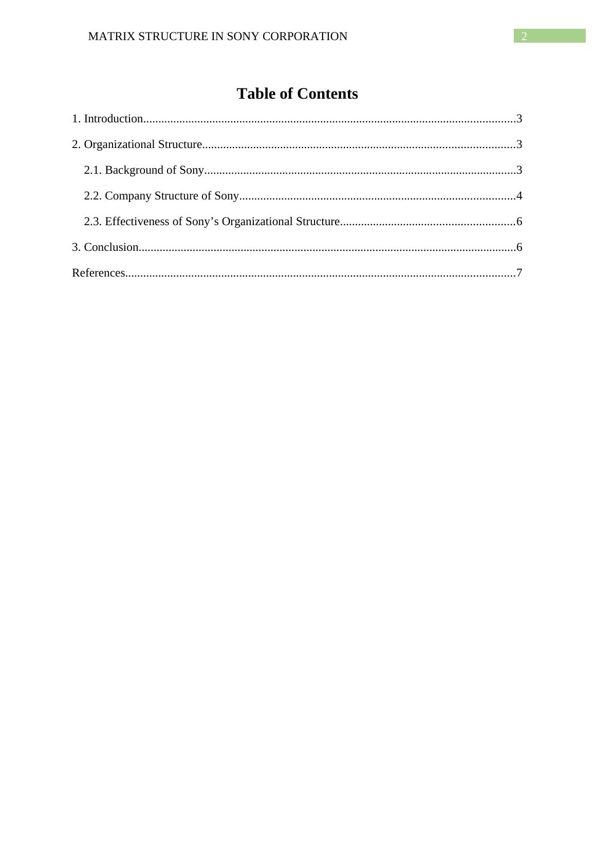 Matrix Structure in Sony Corporation