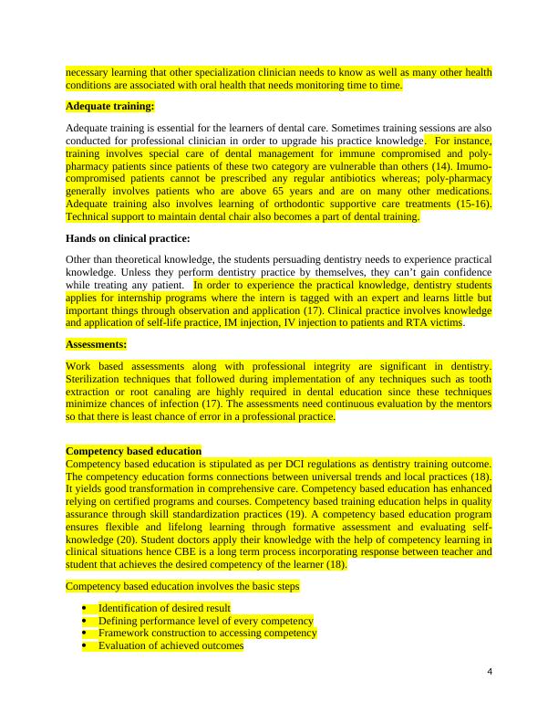 DENTAL EDUCATION REQUIREMENT.