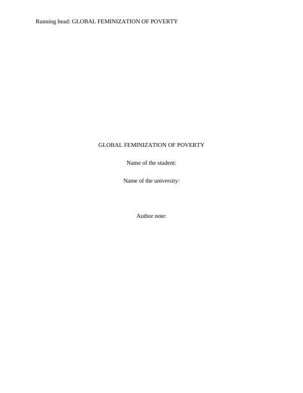 Global Feminization of Poverty: Policies and Advocacy Plan_1