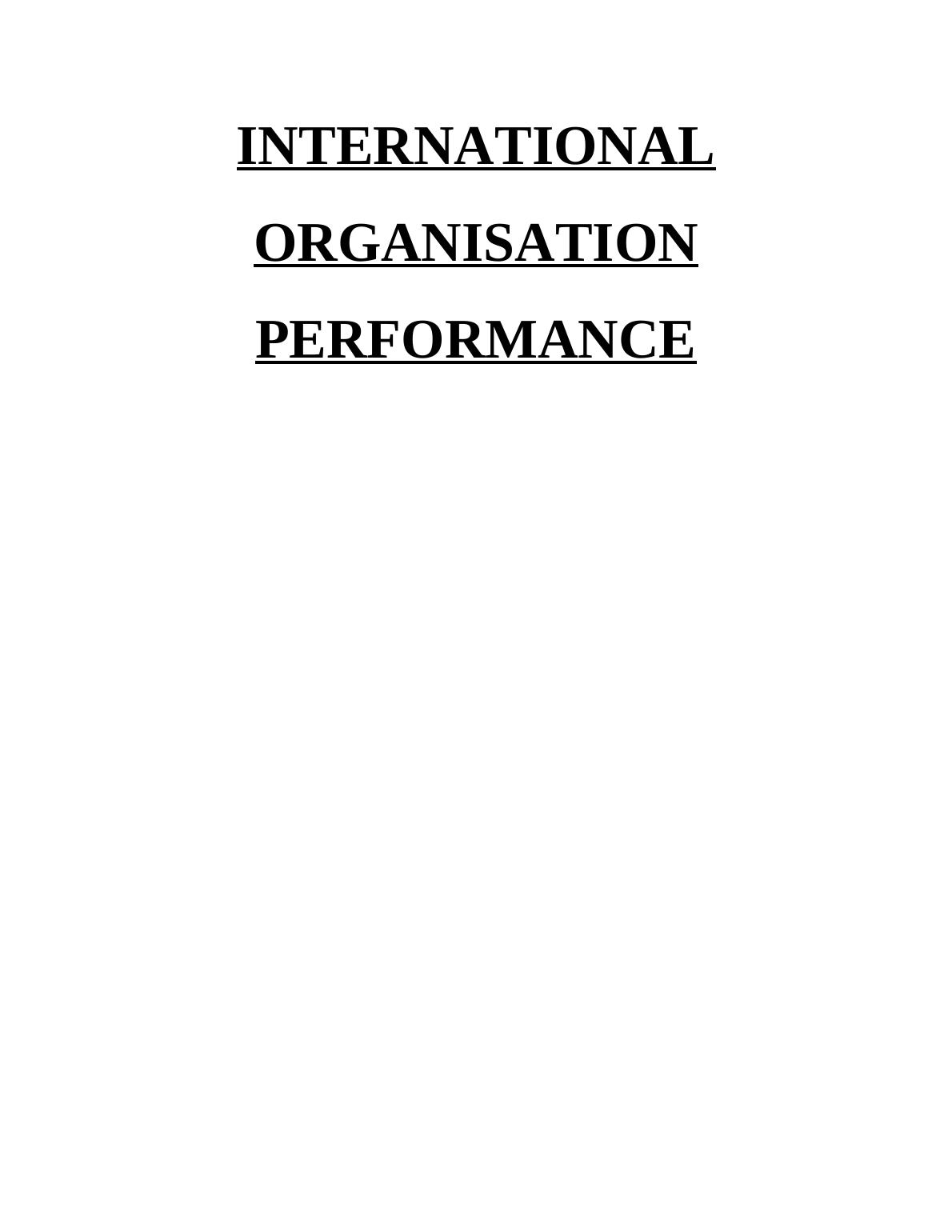 The Performance of International Organizations_1