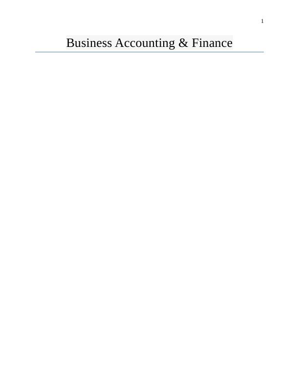 Business Accounting & Finance Question Answer 2022_1