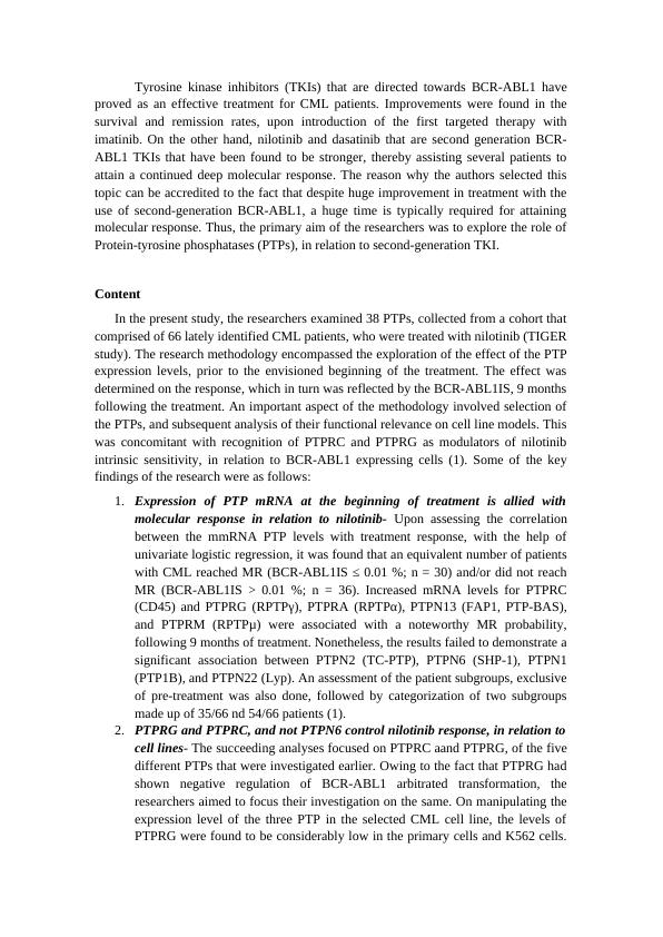 PTPRG AND PTPRC MODULATE NILOTINIB RESPONSE IN CHRONIC MYELOID