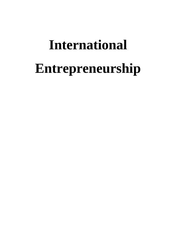 International Entrepreneurship : Sainsbury_1
