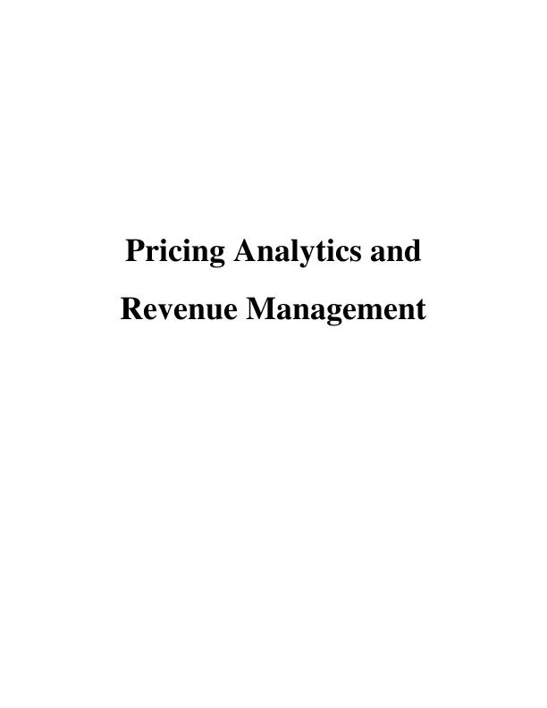 Pricing Analytics and Revenue Management_1