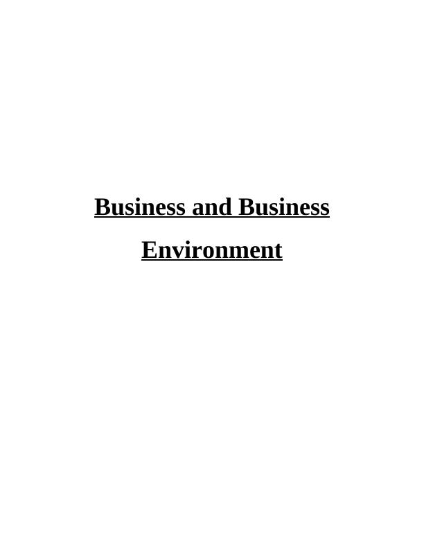Introduction  to Business  Environment  -  Assignment_1