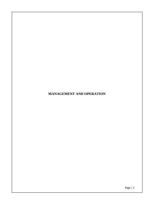 ( Solved ) Management and Operations Assignment_1