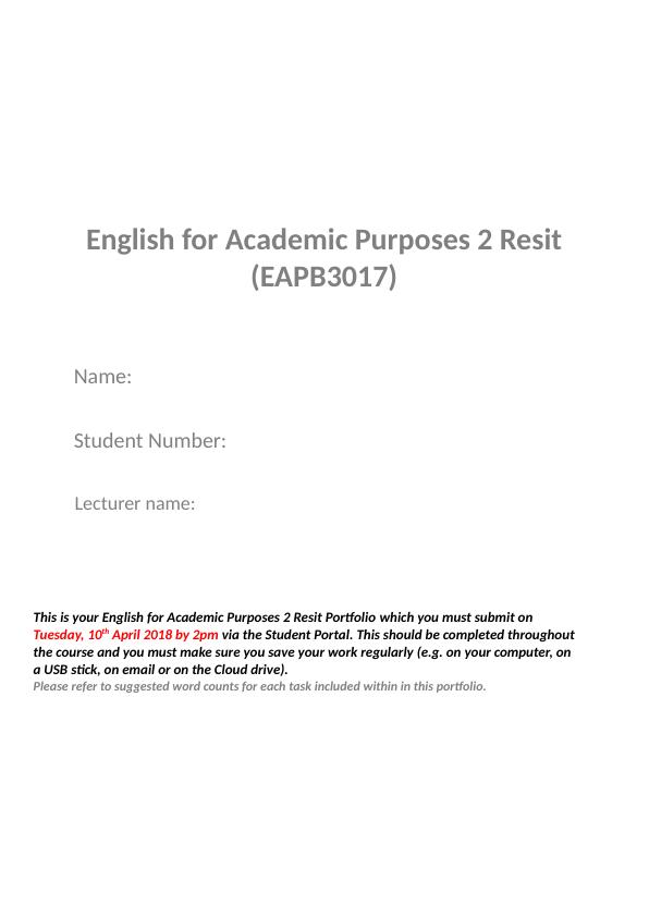 English for Academic Purposes EAPB3017_1