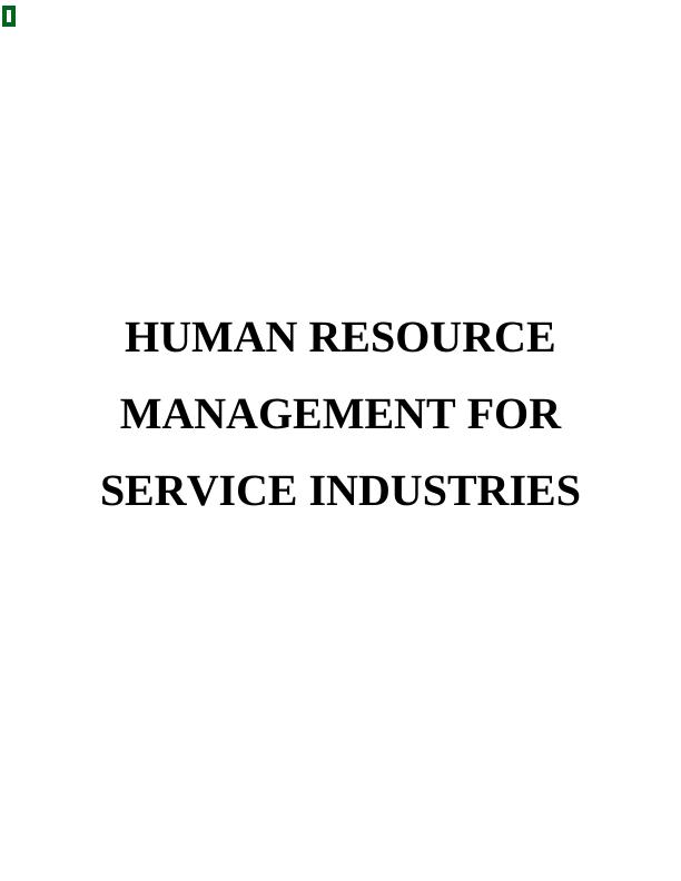 Report on Human Resource Management for Service Industry_1