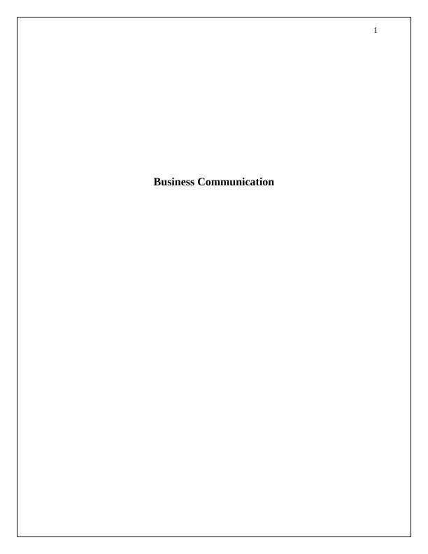 Introduction to Business Communication: Assignment_1