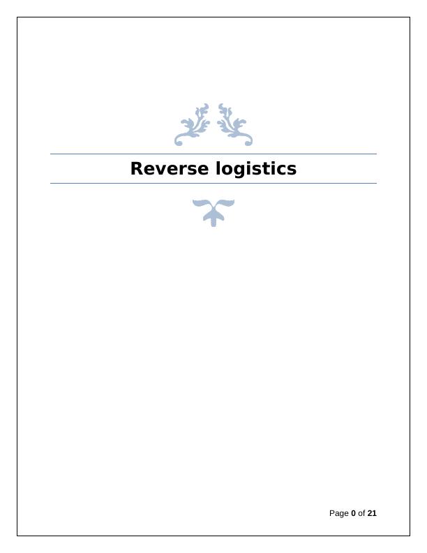 Reverse Logistics: Literature Review, Driving Forces, and Recovery Options_1
