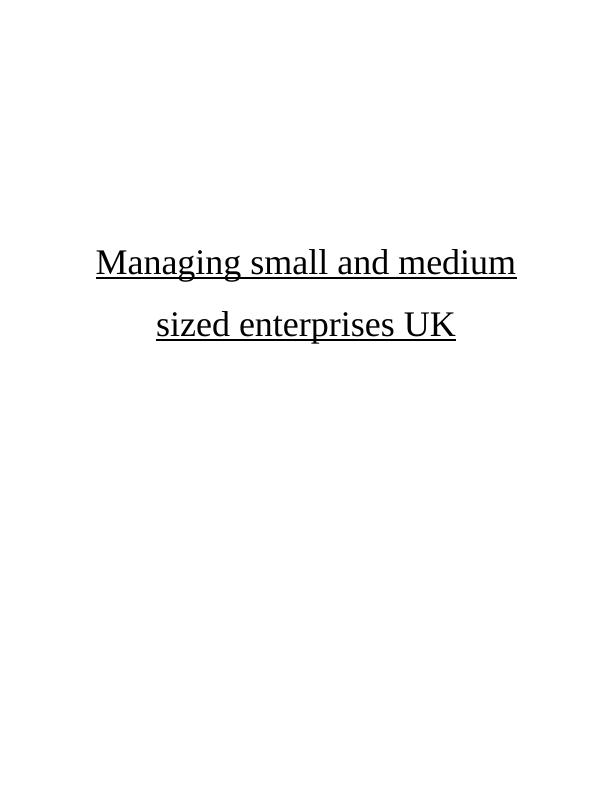 Management of SMEs and Entrepreneur in the UK_1