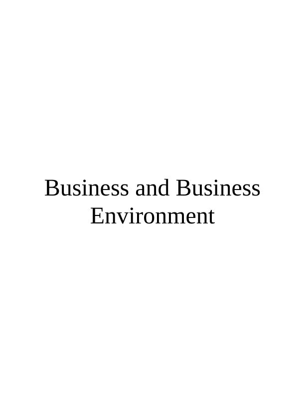 Analysis of Business and Business Environment_1