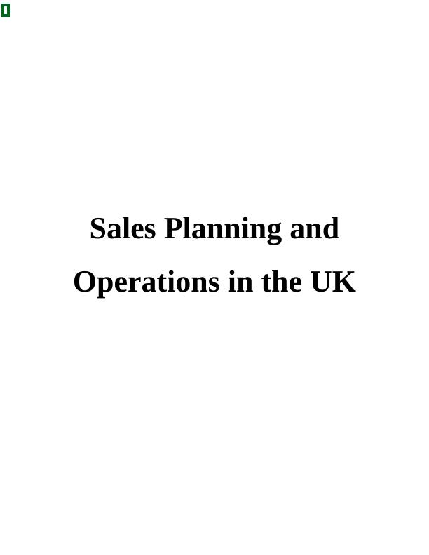 Sales Planning and Operations Essay_1