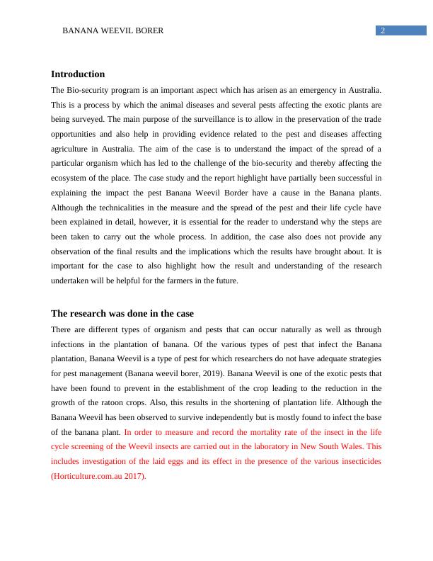 Banana Weevil Borer Case Study Insights, Implications, and