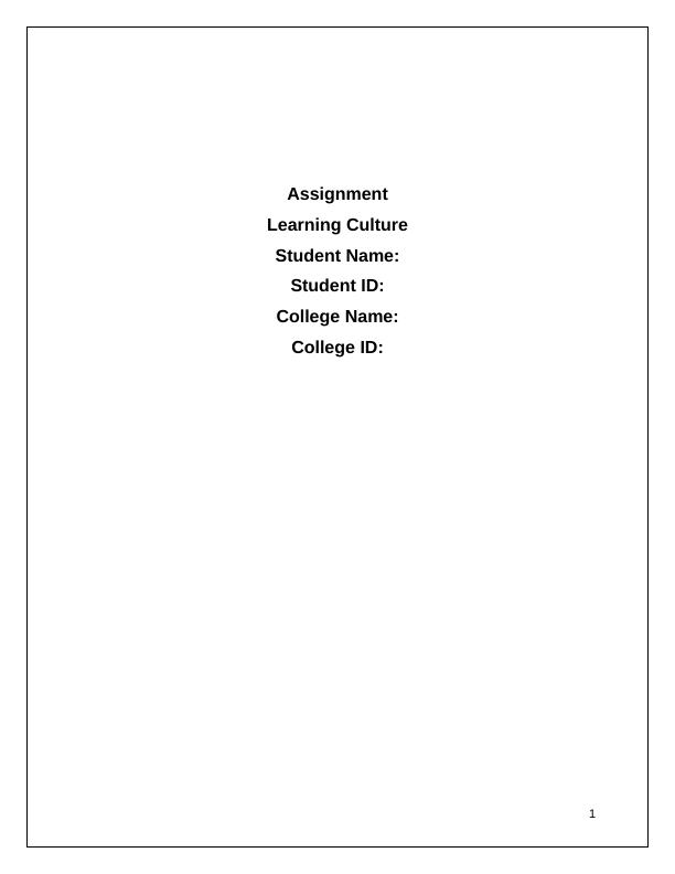 Development of a Learning Culture - Assignment_1