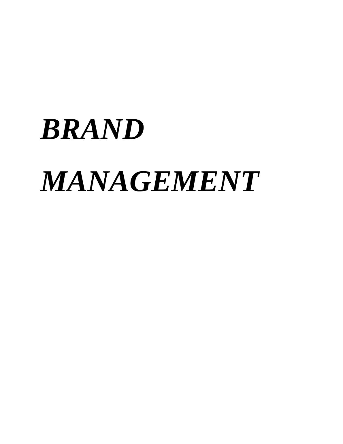 Assignment on Brand Management Project_1