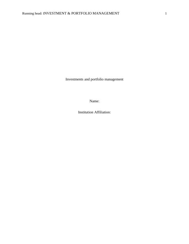 Report on Investments and Portfolio Management_1