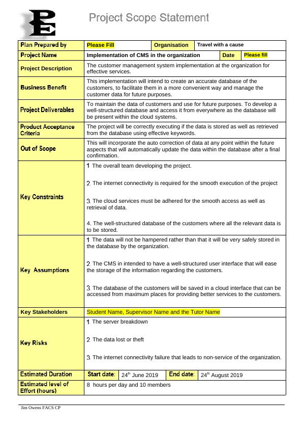 Implementation of CMS in the Organization Project 2022