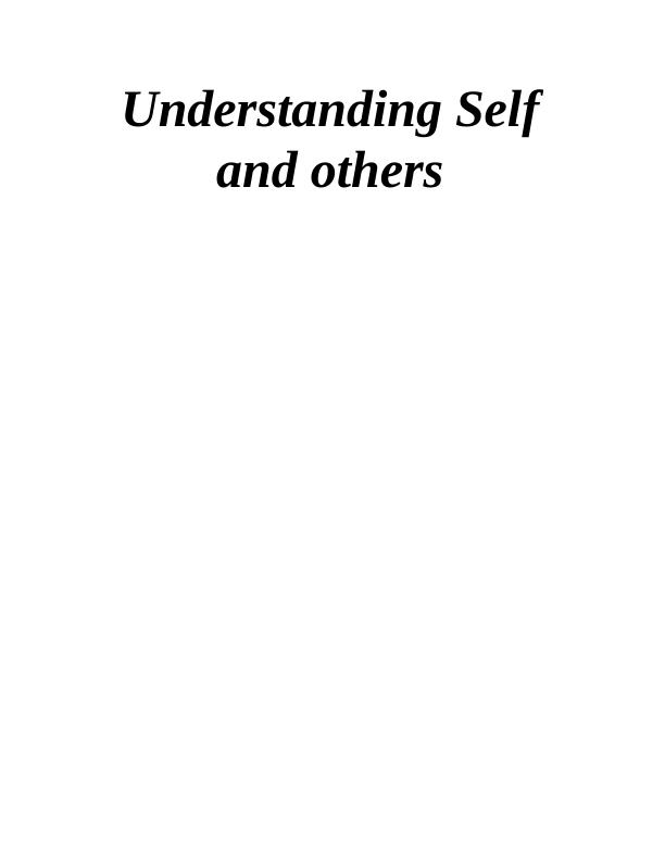 Understanding Self and Others Assignment - Doc_1