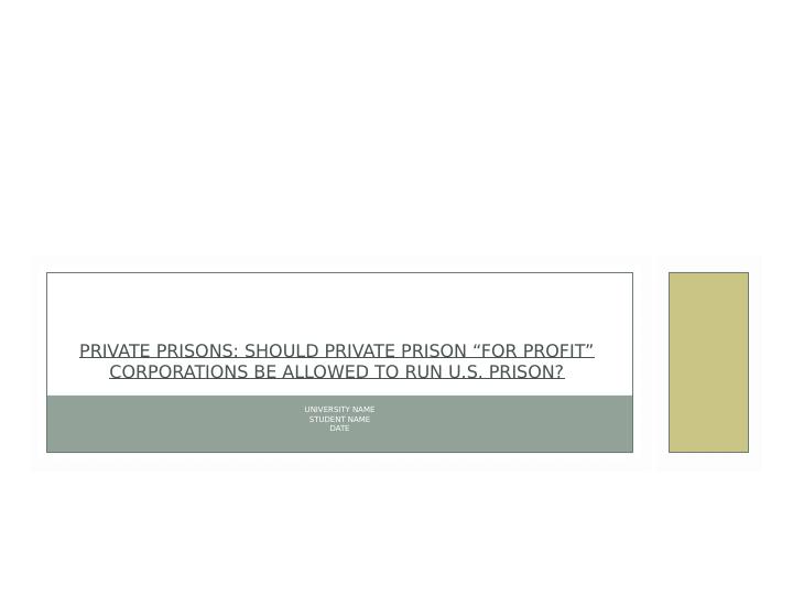 Private Prisons Pros and Cons of Private Prison “For Profit” Corporations