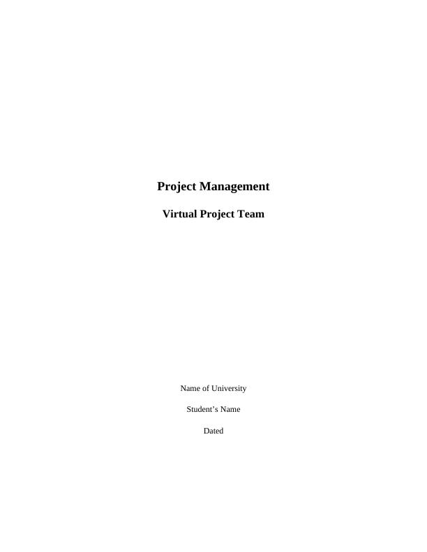 Virtual Project Team - Project Management Assignment_1
