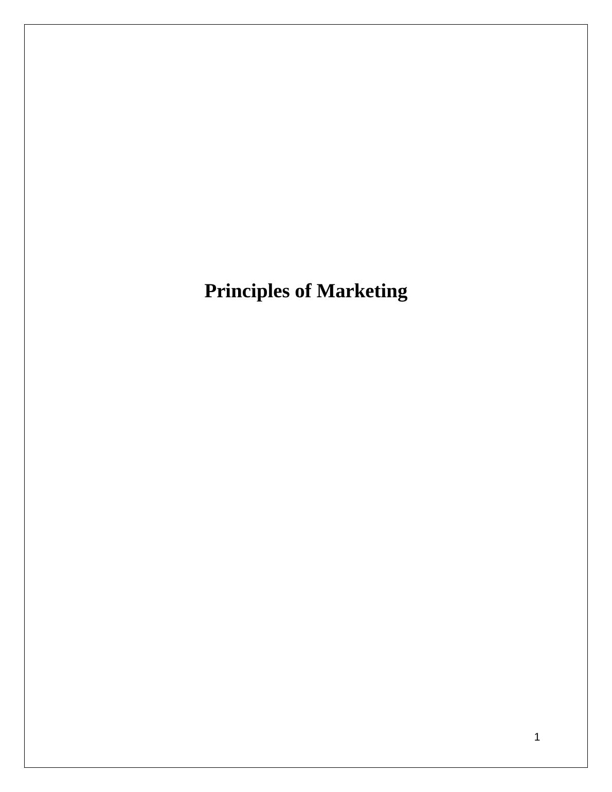 principles of marketing assignment pdf