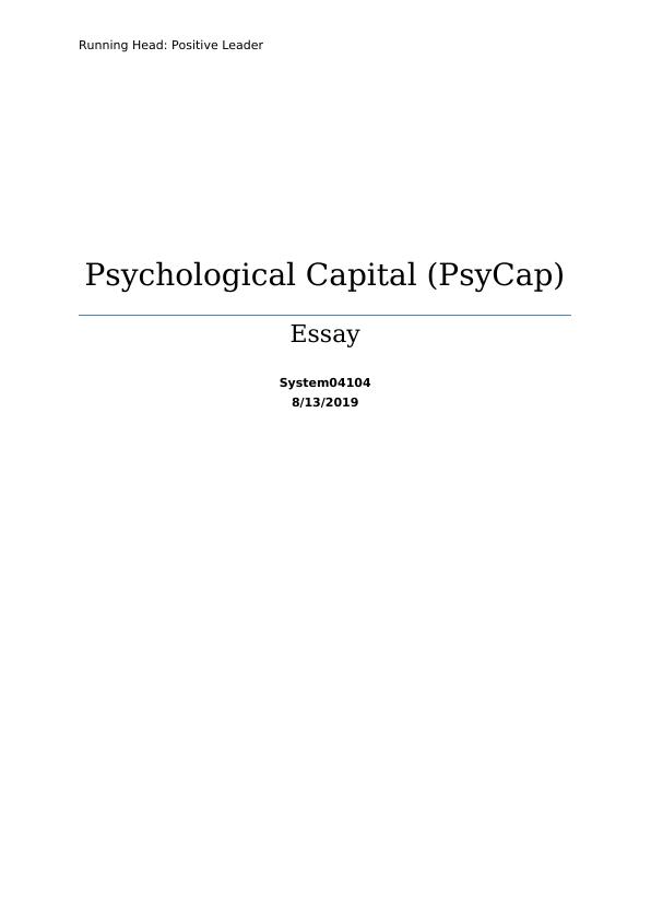 thesis on psychological capital