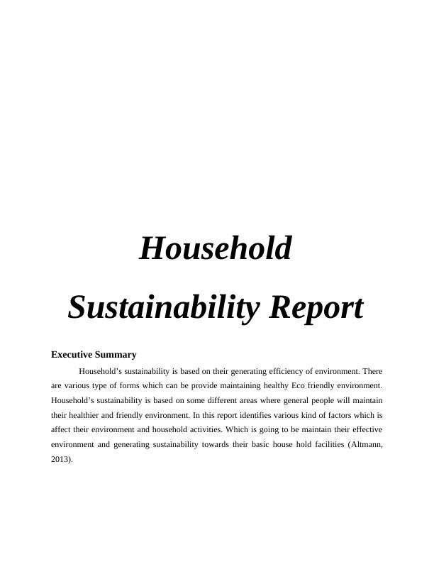 Report On Factors Affecting Environment & Household Activities_1