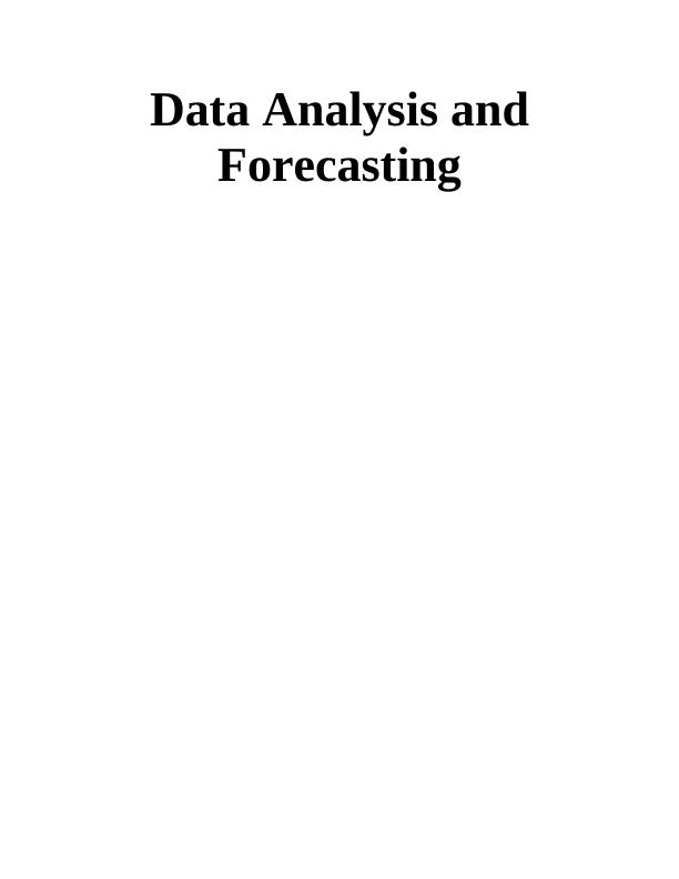 Data Analysis and Forecasting : Assignment_1