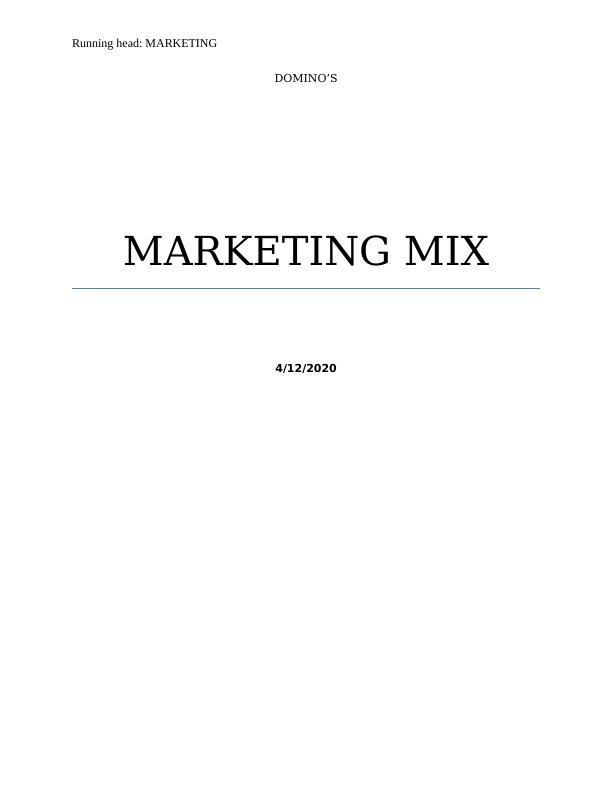 Marketing Mix Assignment 2022_1
