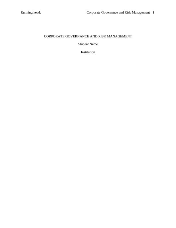 Corporate Governance and Risk Management  -  Assignment_1