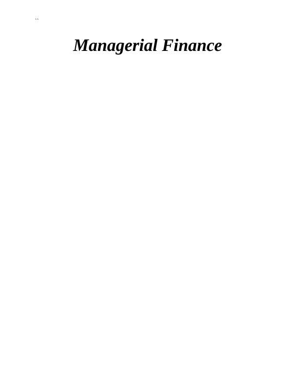 Managerial Finance Assignment Solution_1