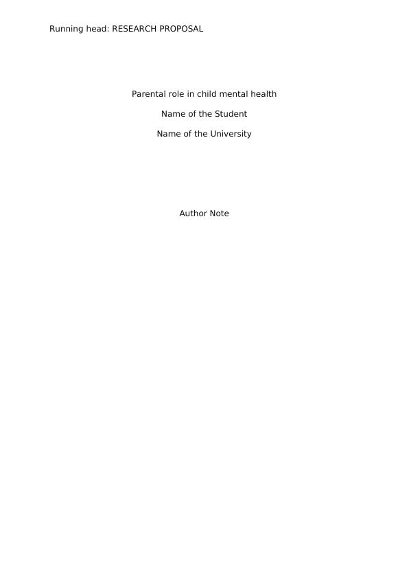 Parental role in child mental health: A search strategy and literature review_1