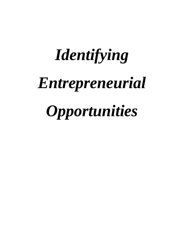 Identifying Entrepreneurial Opportunities - Assignment Solution_1