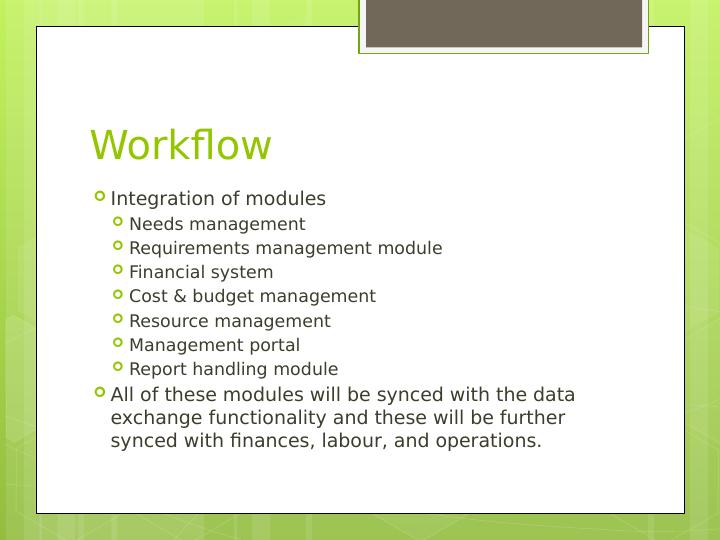 PMIS. Part 2. Workflow. Integration of modules. Needs m_2