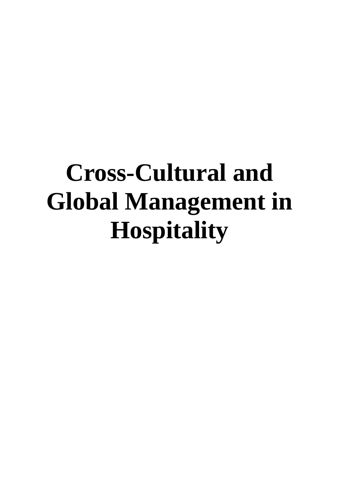Cross Cultural & Global Management in Hospitality_1
