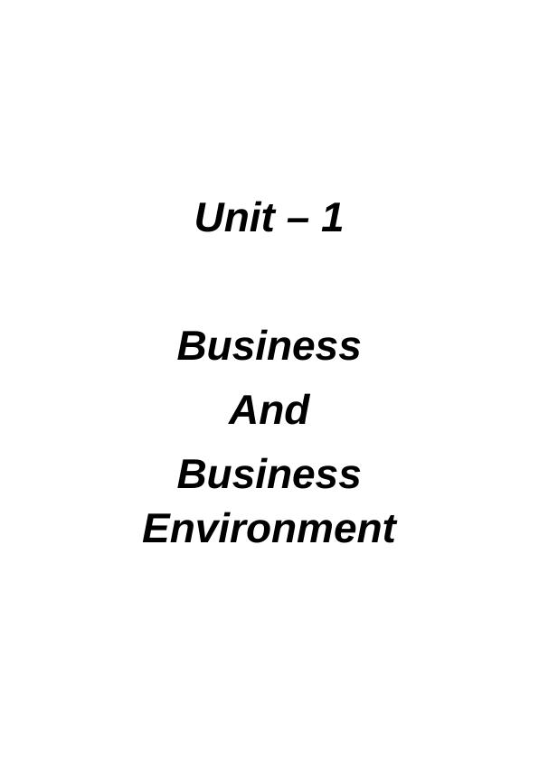 Unit 1 Business and the Business Environment_1