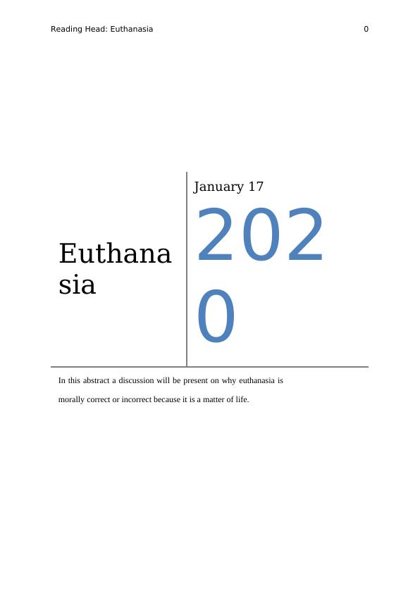 Practice of Euthanasia | Report_1
