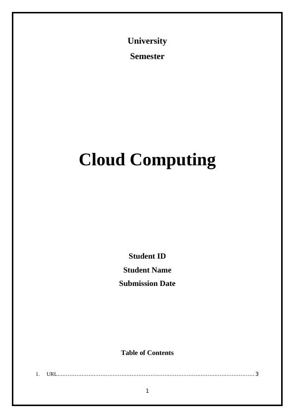 University. Semester. Cloud Computing. Student ID. Stud_1