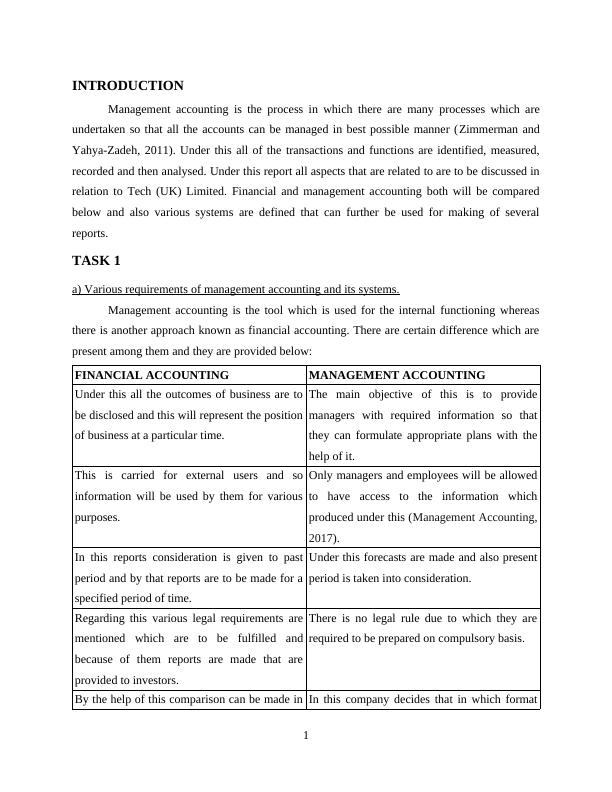 Management Accounting Essay of Tech Limited_3