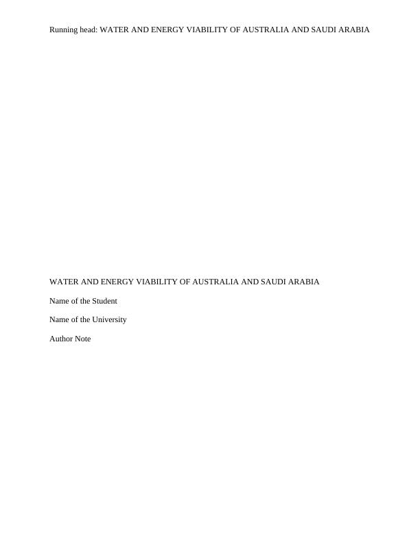 Report on Sustainable Condition of Power and Water in Australia and Saudi Arabia_1