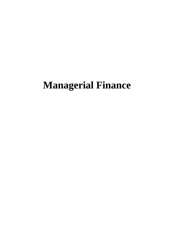 Assignment for Managerial Finance_1