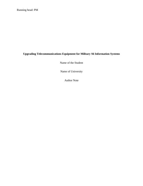 Assignment On Upgrading Telecommunications Equipment_1