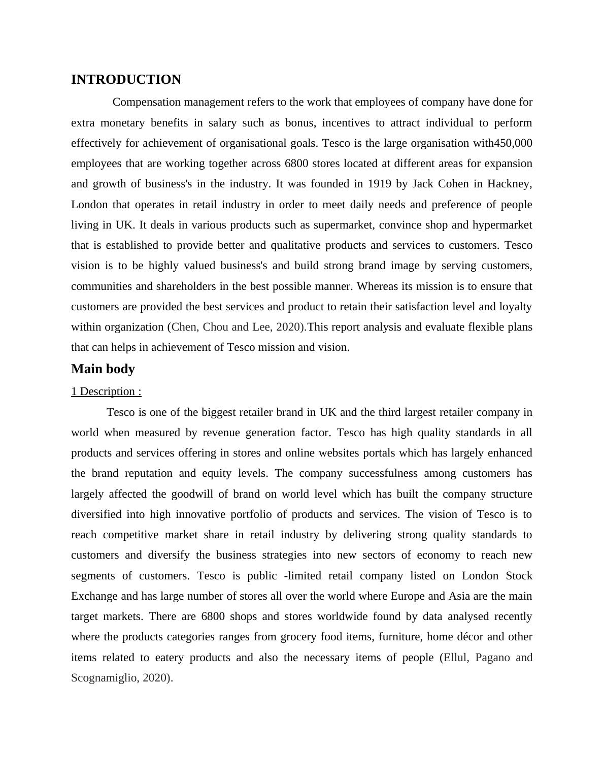 Compensation Management for Tesco Achieving Vision & Mission