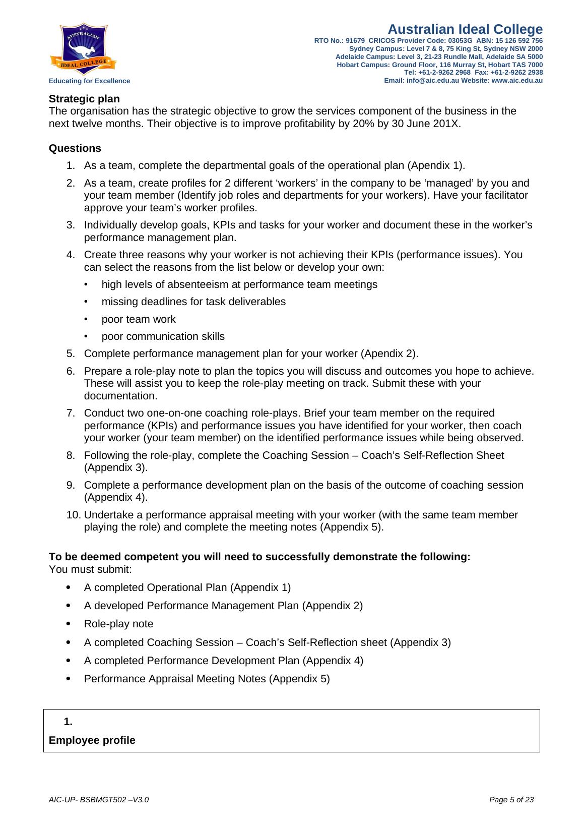 BSB51918 Diploma Of Leadership And Management | Assessment Submission Sheet