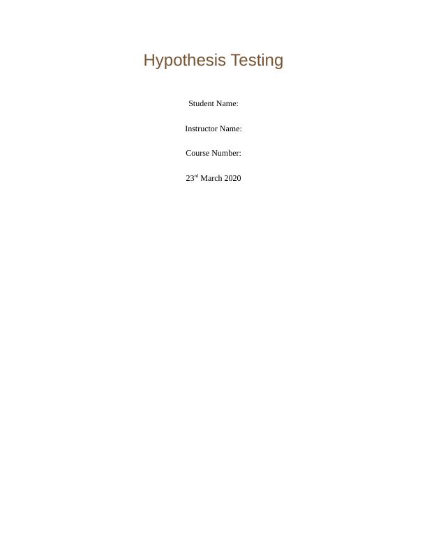 Hypothesis Testing Assignment_1