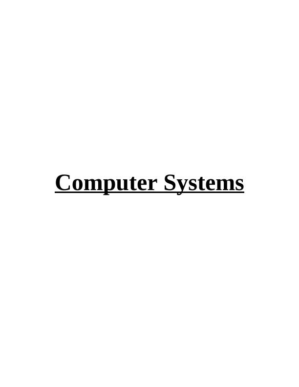 Computer Systems And Their Environments_1
