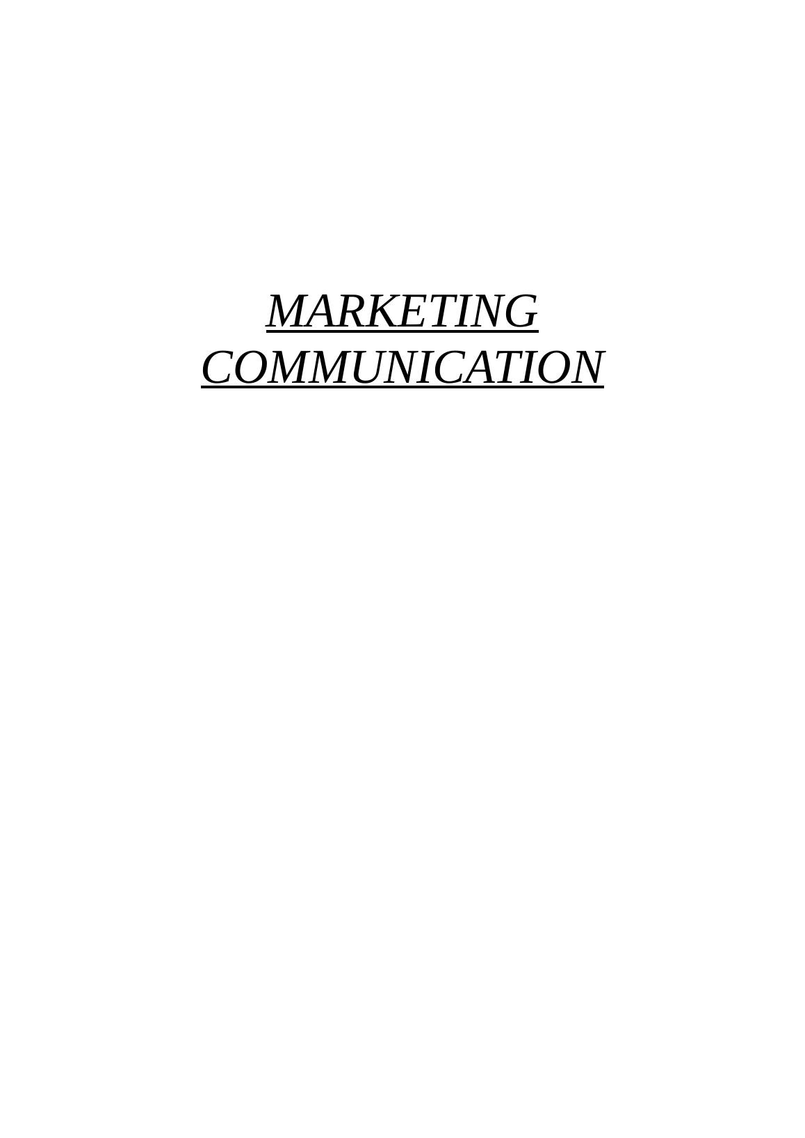 marketing communication assignment pdf