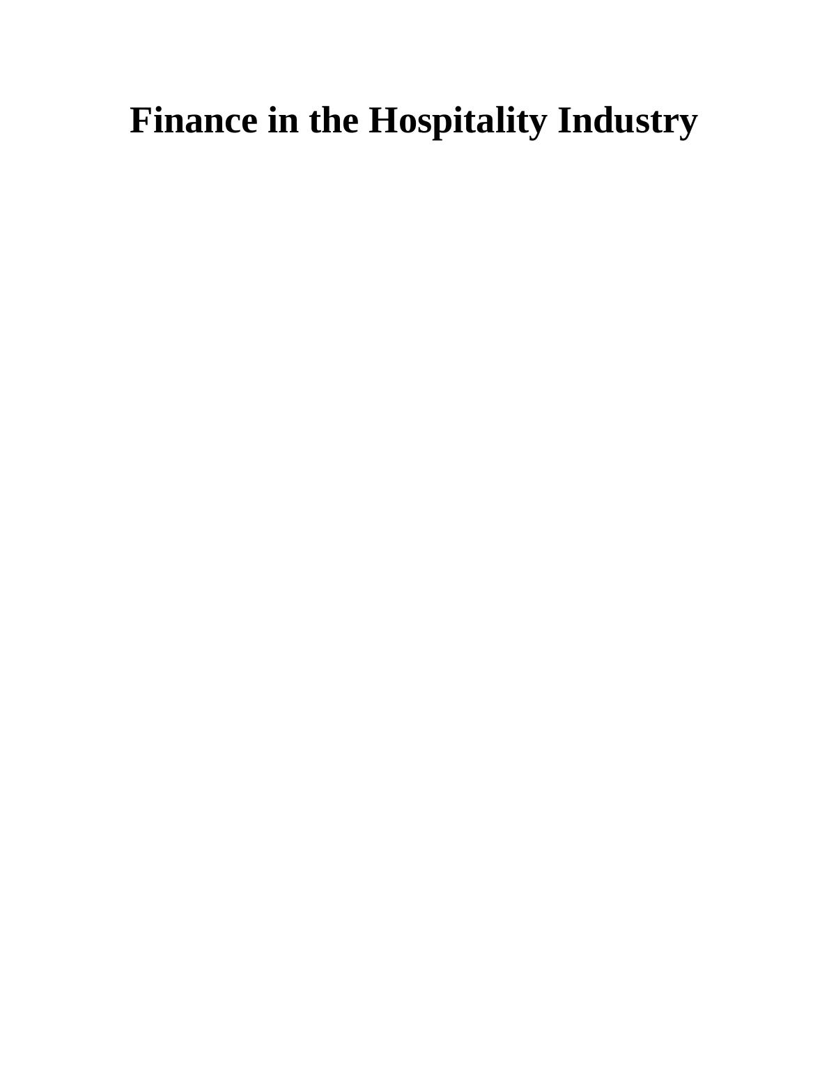 Report of Finance in the Hospitality Industry_1